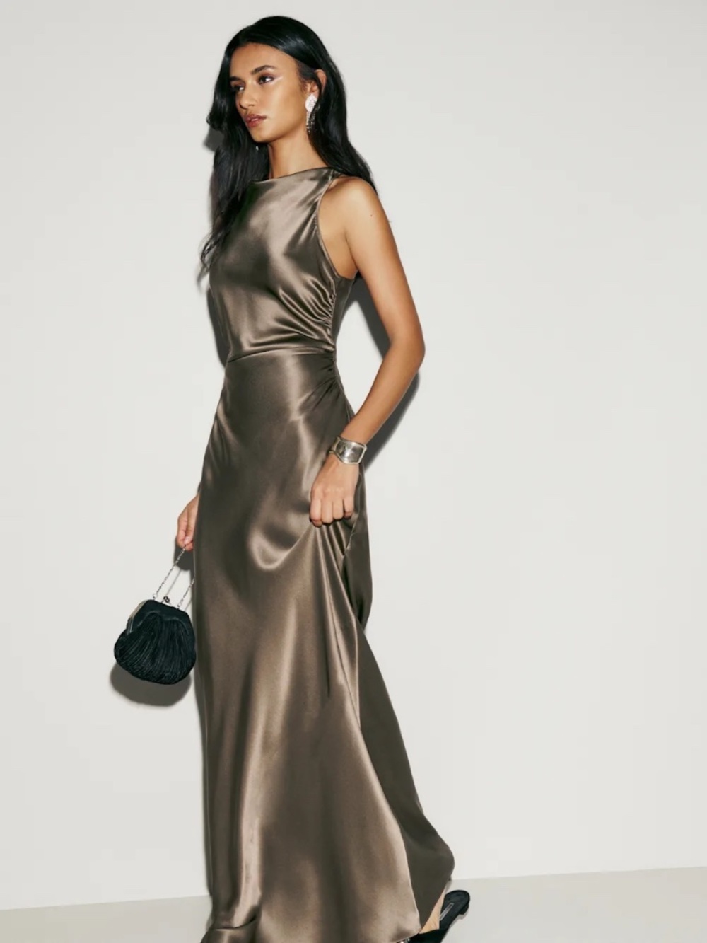 Reformation Anaiis Silk Maxi Dress Morel New - Picture 3 of 7
